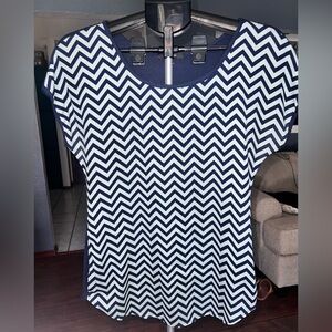 Navy and White Chevron Women's Top